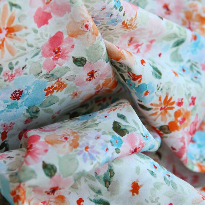 Suzon - Batiste de coton douce à imprimé fleuri aquarelle