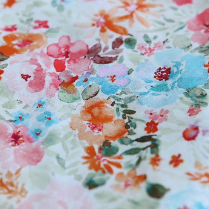Suzon - Batiste de coton douce à imprimé fleuri aquarelle