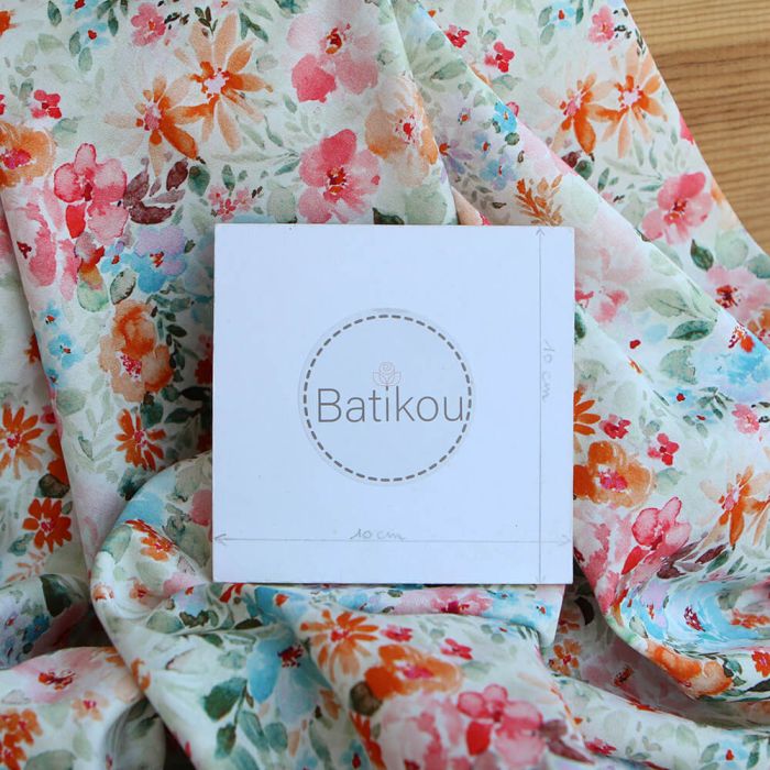 Suzon - Batiste de coton douce à imprimé fleuri aquarelle