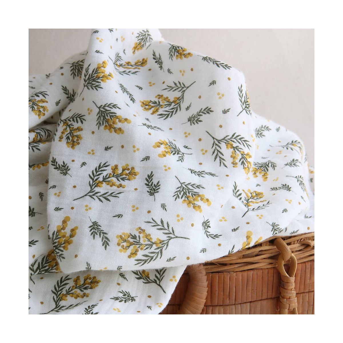 Mimosa - Double gaze de coton BIO motif exclusif