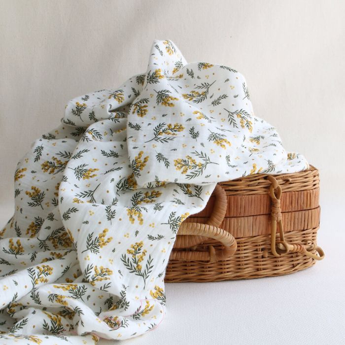 Mimosa - Double gaze de coton BIO motif exclusif