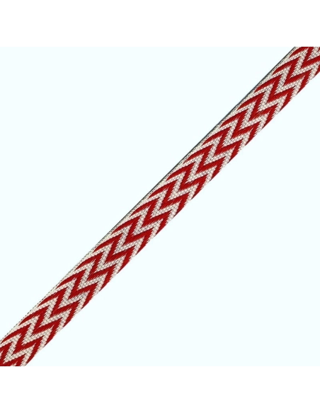 Ruban tissé chevrons rouge blanc 10mm x1m