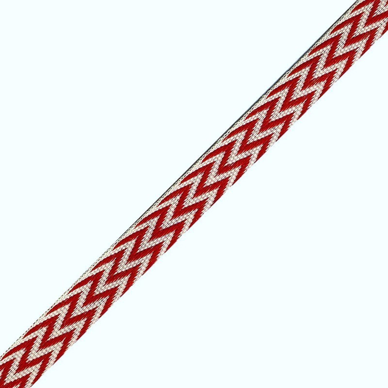 Ruban tissé chevrons rouge blanc 10mm x1m