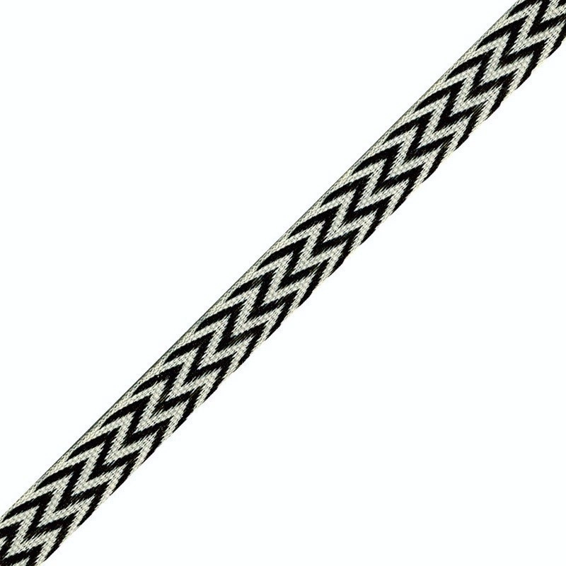 Ruban tissé chevrons noir blanc 10mm x1m