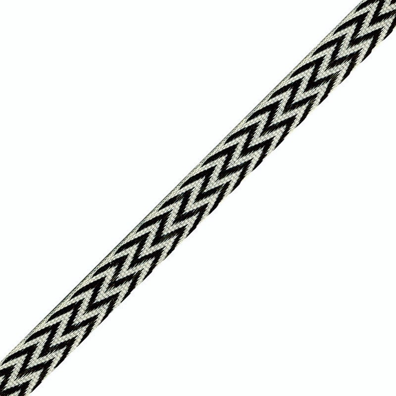 Ruban tissé chevrons noir blanc 10mm x1m