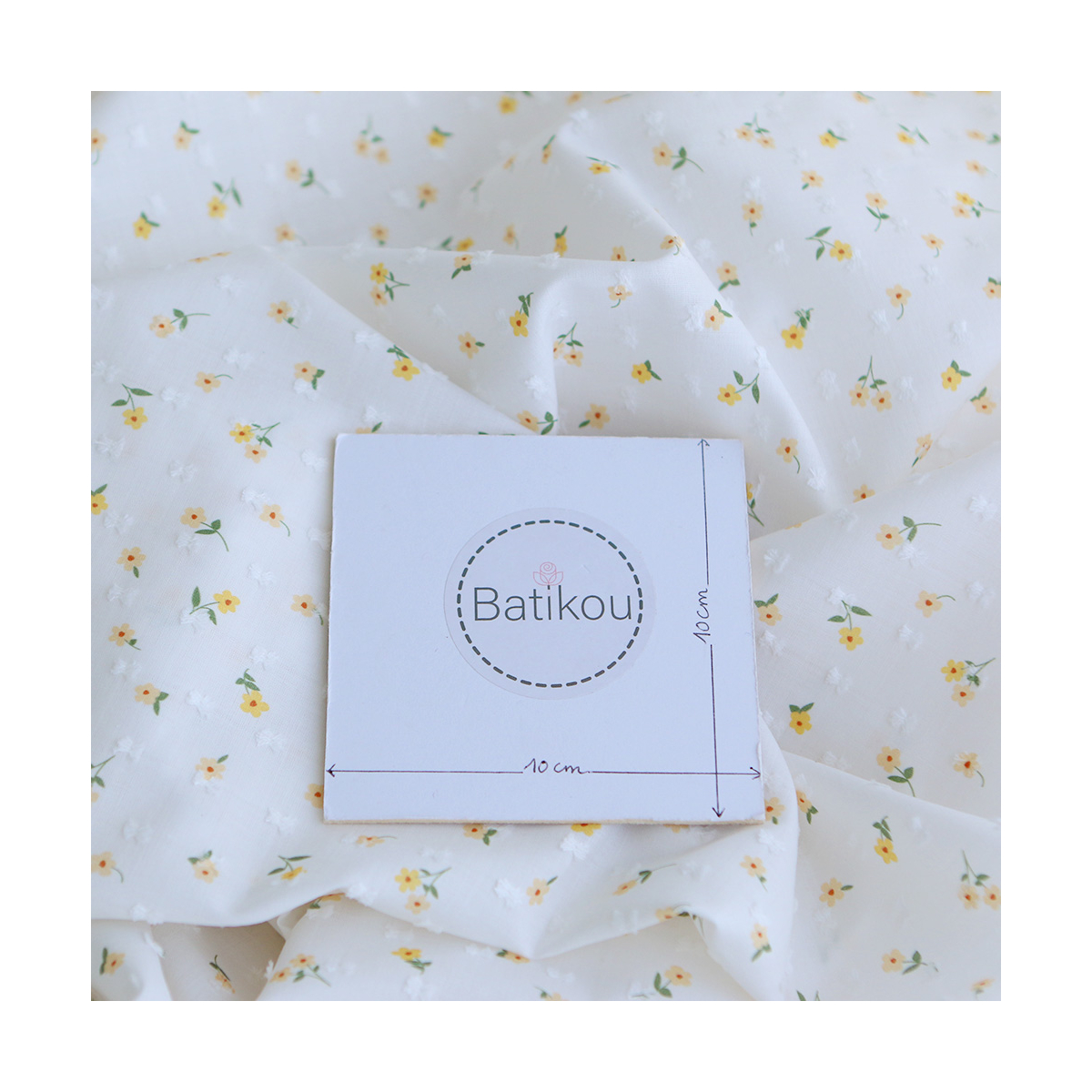 copy of Rozen - Plumetis de coton blanc imprimé exclusif bleu cobalt