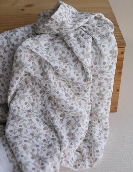 Hind Full - Double gaze de coton BIO exclusif blanc lait à motif nature