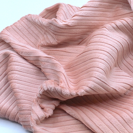 Velours très grosses côtes coton organique coloris ROSE POUDRé