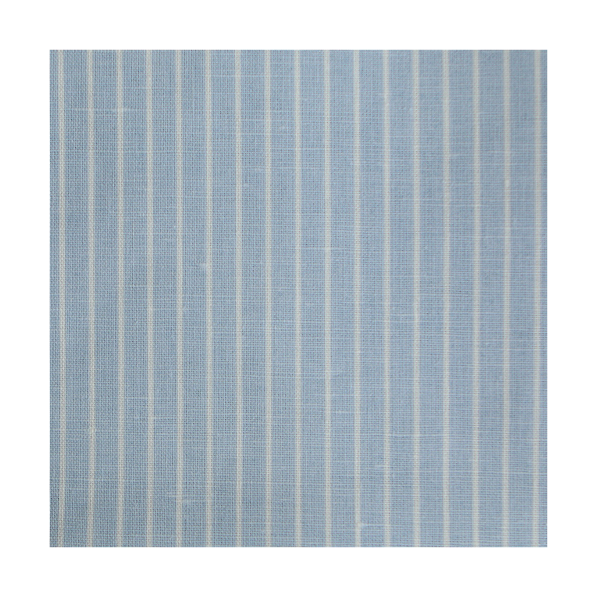 Baptiste - Tissu lin coton rayures 1mm blanc lait et bleu horizon