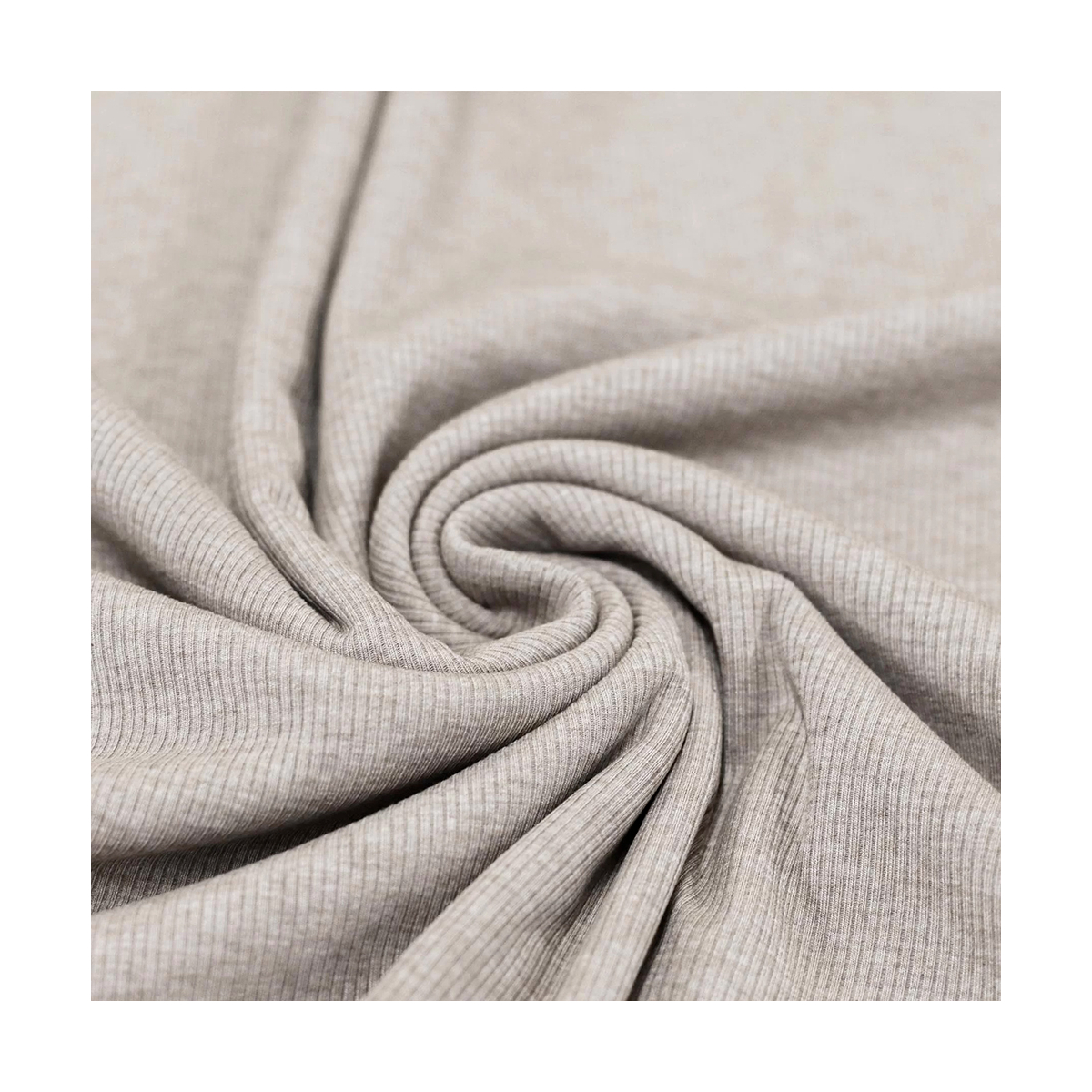 Tissu jersey fines côtes mélange coton coloris beige chiné