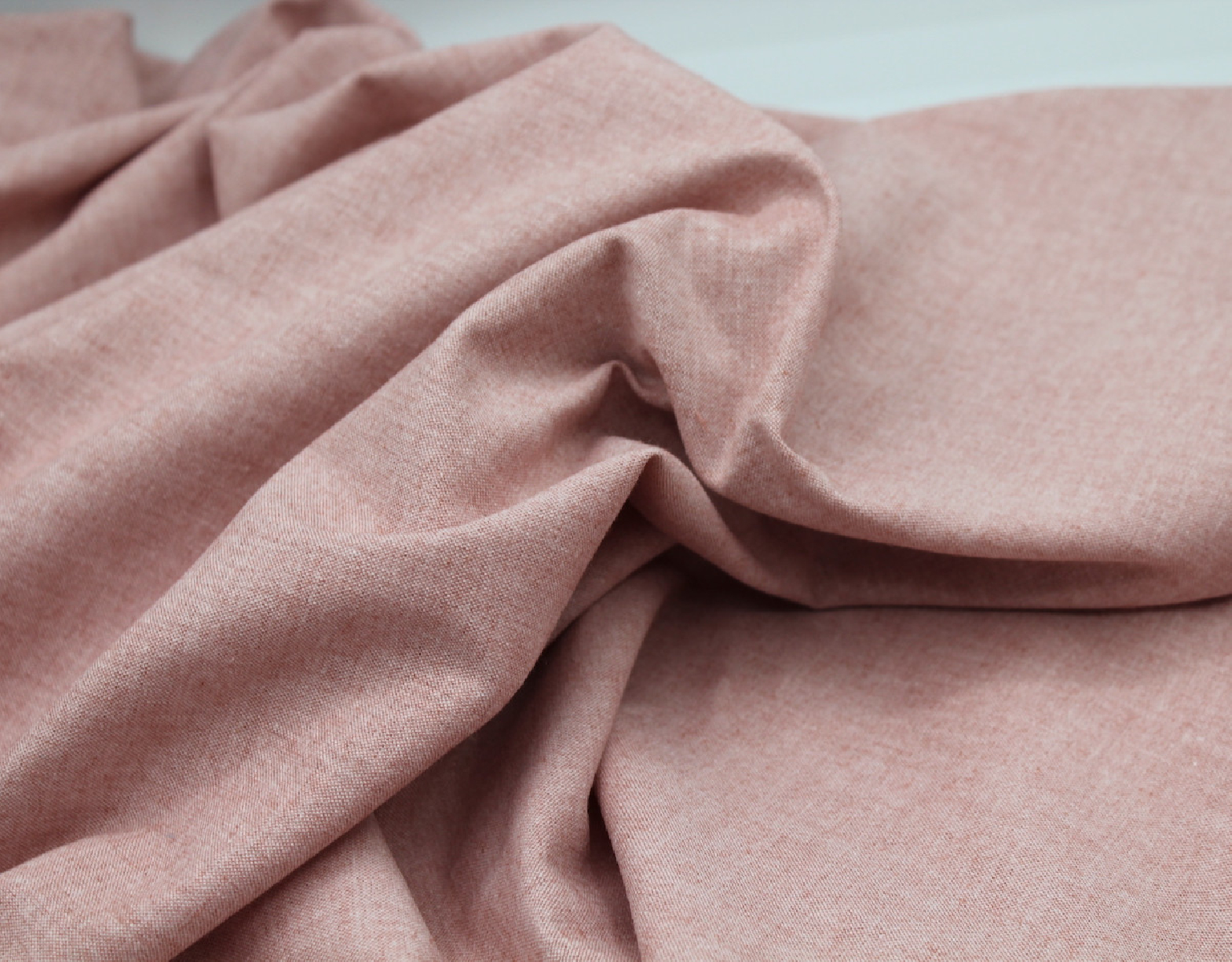 Chambray coton coloris rose boudoir