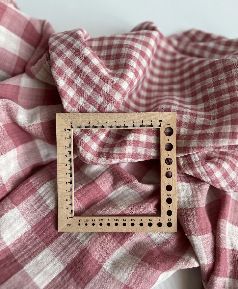 Double gaze de coton vichy réversible framboise / blanc Qualité Oeko-tex - 5