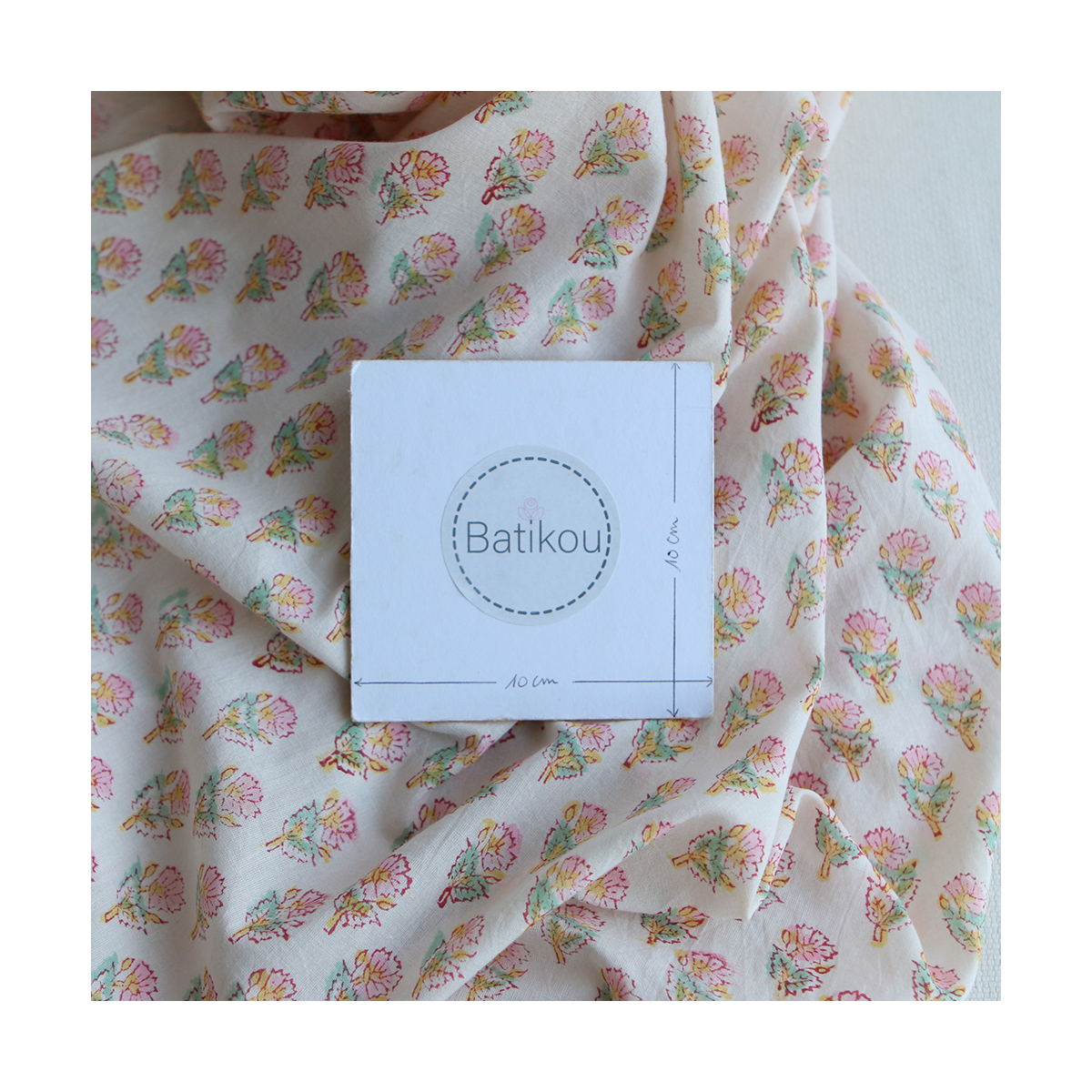 Nalini B - Tissu indien en coton imprimé main Hand Block Artisanal