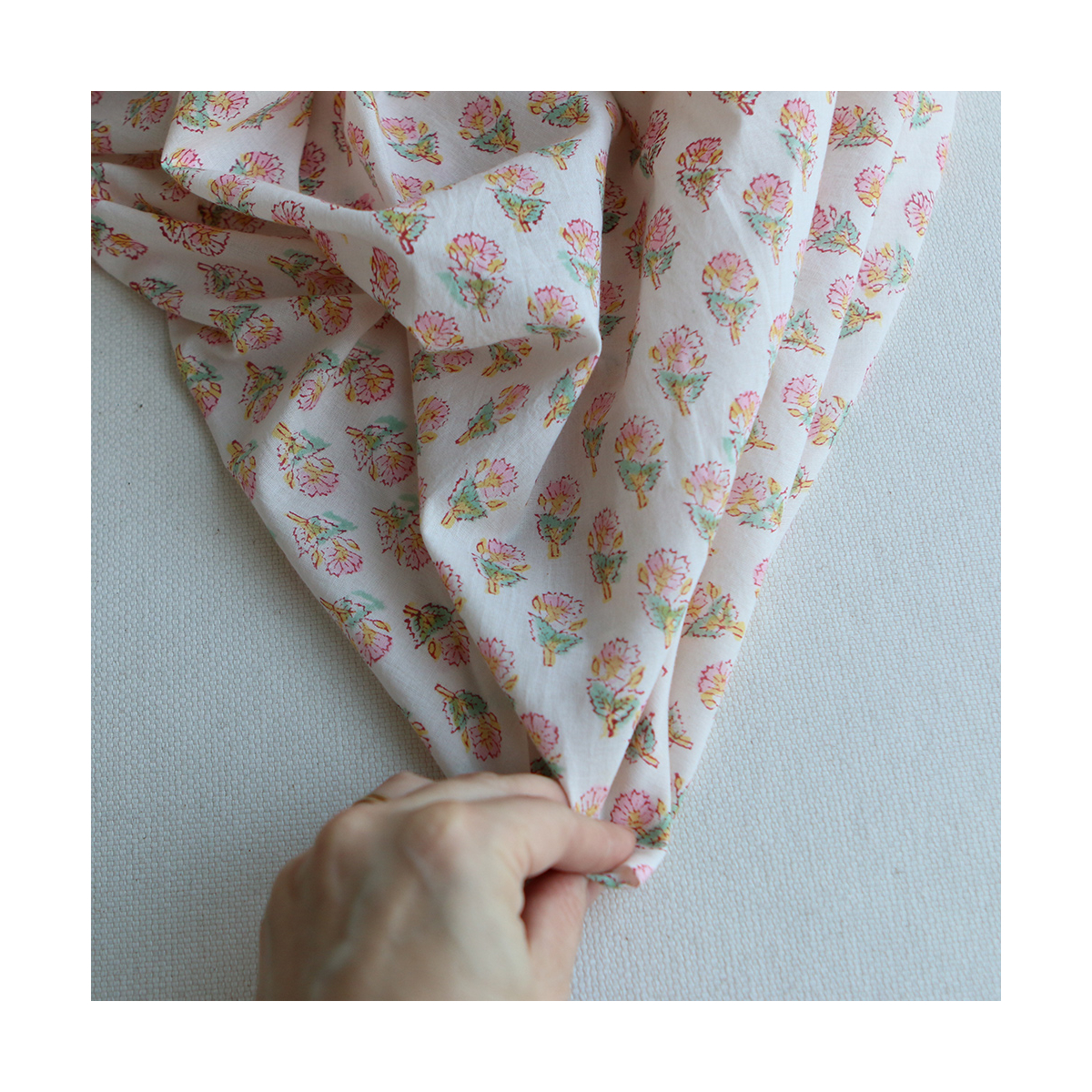 Nalini B - Tissu indien en coton imprimé main Hand Block Artisanal