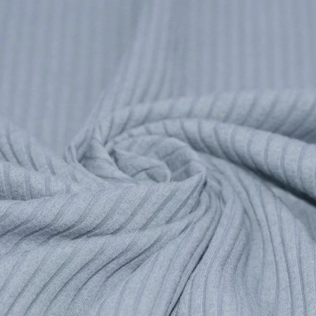 Jersey coton côtes larges coloris bleu jean