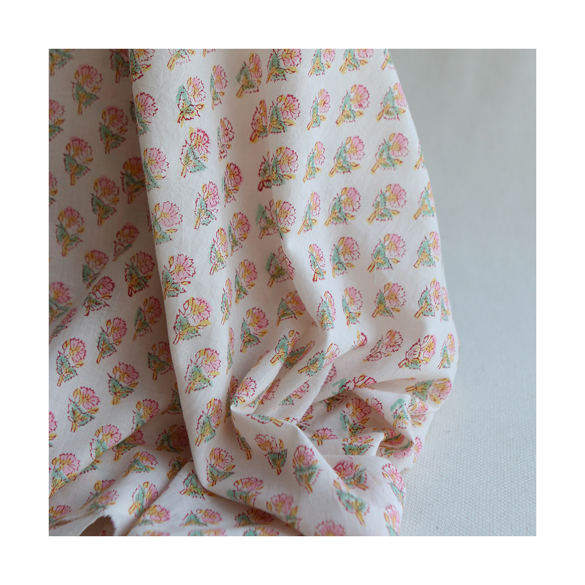 Nalini B - Tissu indien en coton imprimé main Hand Block Artisanal