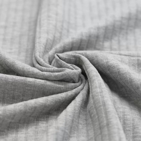 Jersey coton côtes larges coloris gris clair chiné