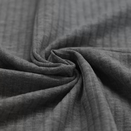 Jersey coton côtes larges coloris gris anthracite chiné
