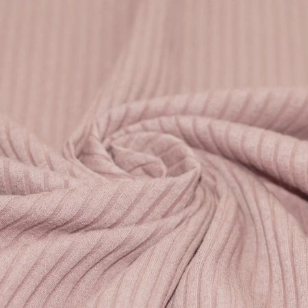 Jersey coton côtes larges coloris rose nude