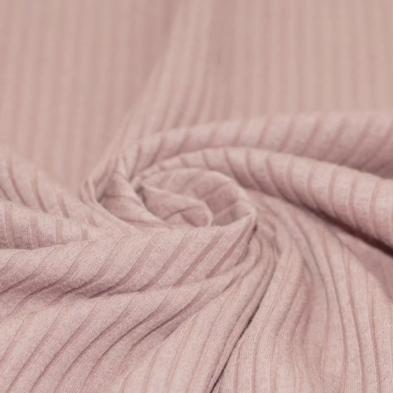Jersey coton côtes larges coloris rose nude