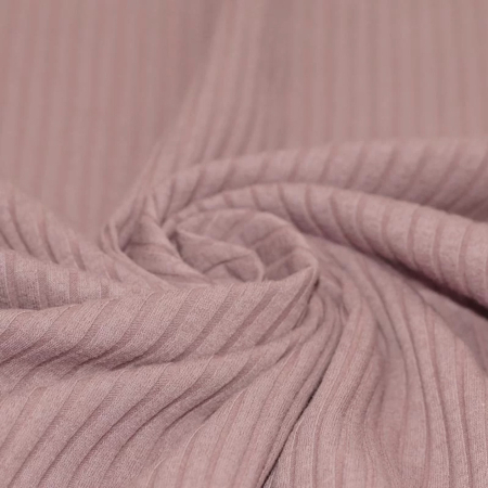Jersey coton côtes larges coloris vieux rose