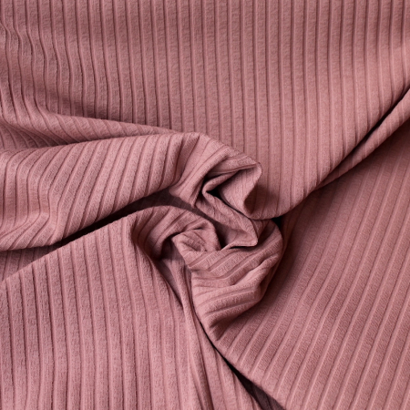 Jersey coton côtes larges coloris argile rose