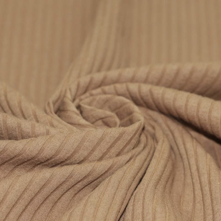Jersey coton côtes larges coloris camel