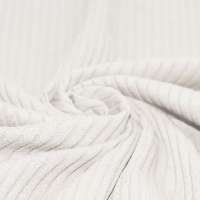 Jersey coton côtes larges coloris écru Qualité Oeko-tex - 1