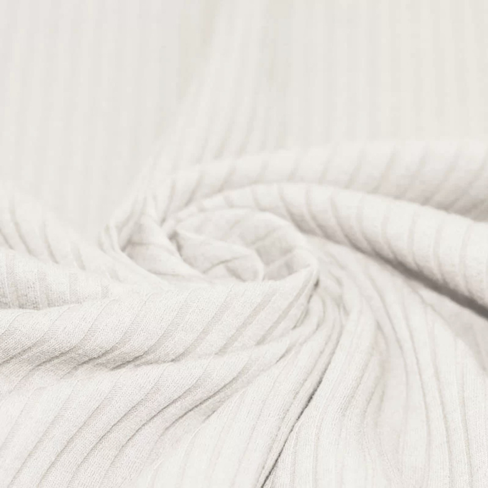 Jersey coton côtes larges coloris écru Qualité Oeko-tex - 1