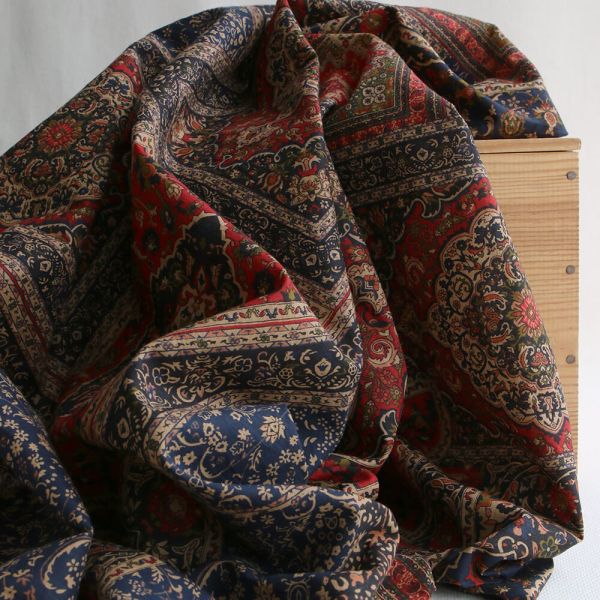 Kiran - Tissu indien en coton imprimé main Hand Block marine