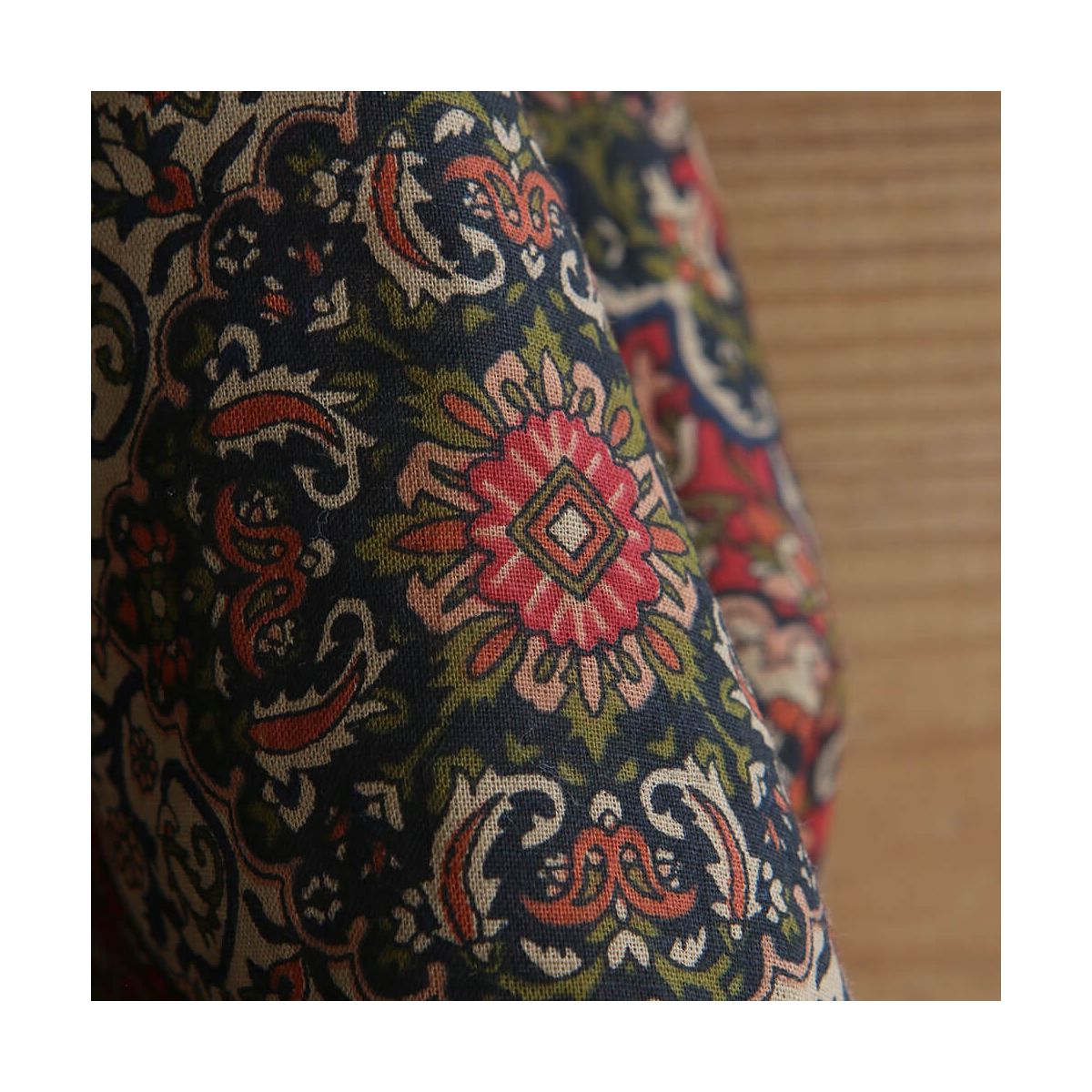 Kiran - Tissu indien en coton imprimé main Hand Block marine