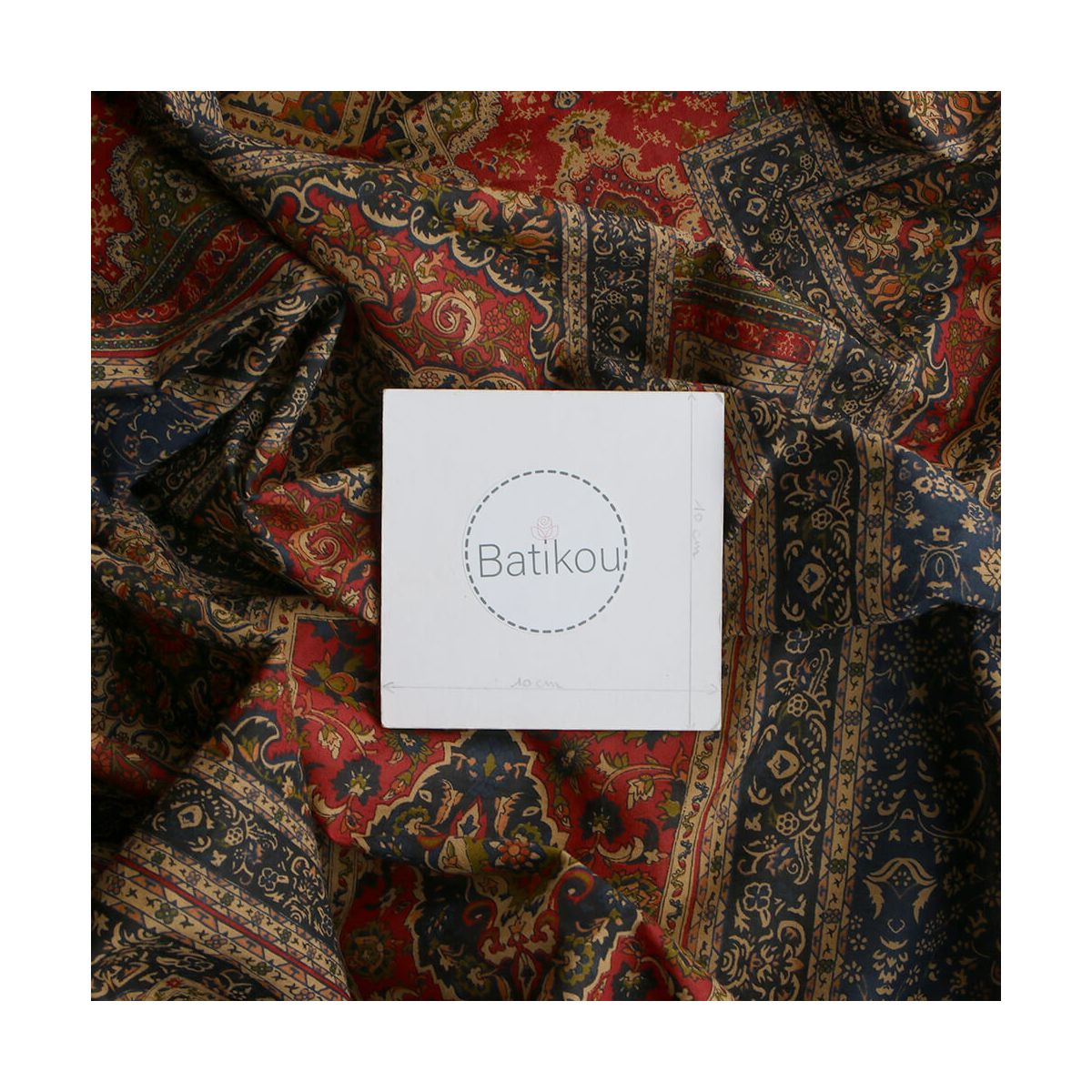 Kiran - Tissu indien en coton imprimé main Hand Block marine