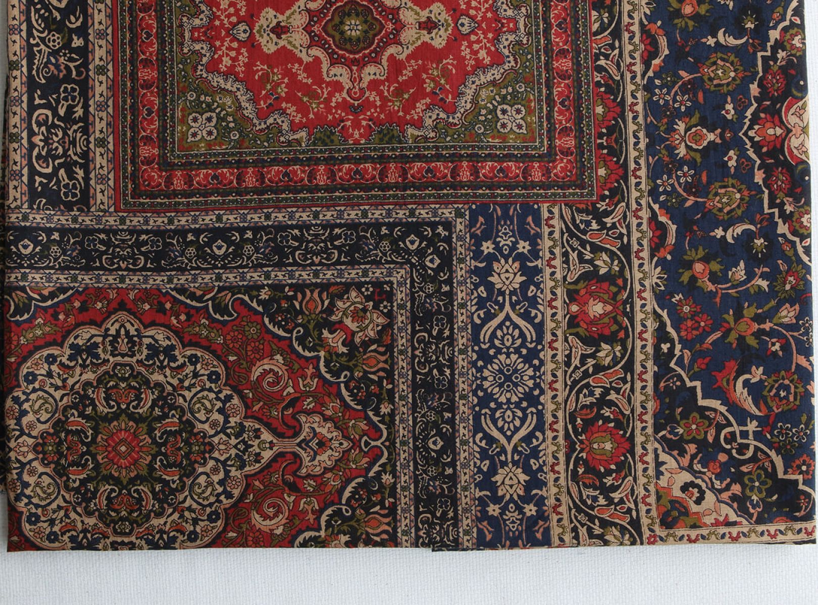 Kiran - Tissu indien en coton imprimé main Hand Block marine