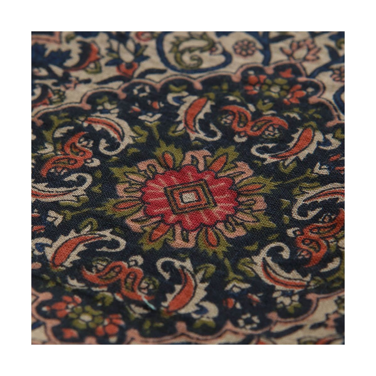 Kiran - Tissu indien en coton imprimé main Hand Block marine