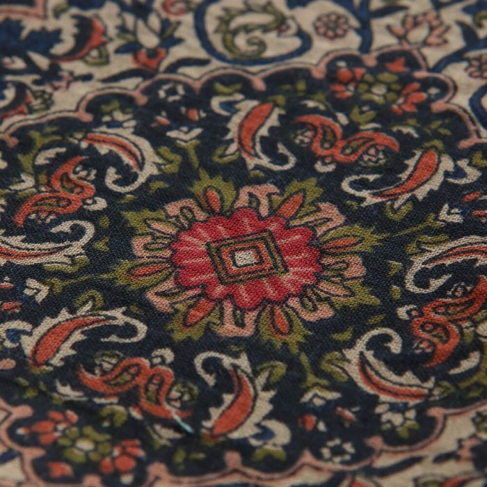 Kiran - Tissu indien en coton imprimé main Hand Block marine