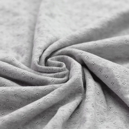 Jersey coton maille pointelle coloris gris clair chiné