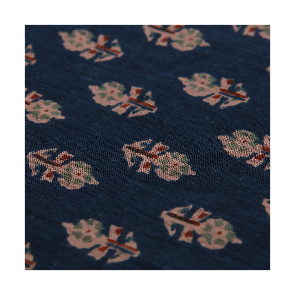Kiran B - Tissu indien en coton imprimé main Hand Block marine