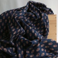 Kiran B - Tissu indien en coton imprimé main Hand Block marine
