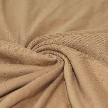 Jersey coton maille pointelle coloris camel