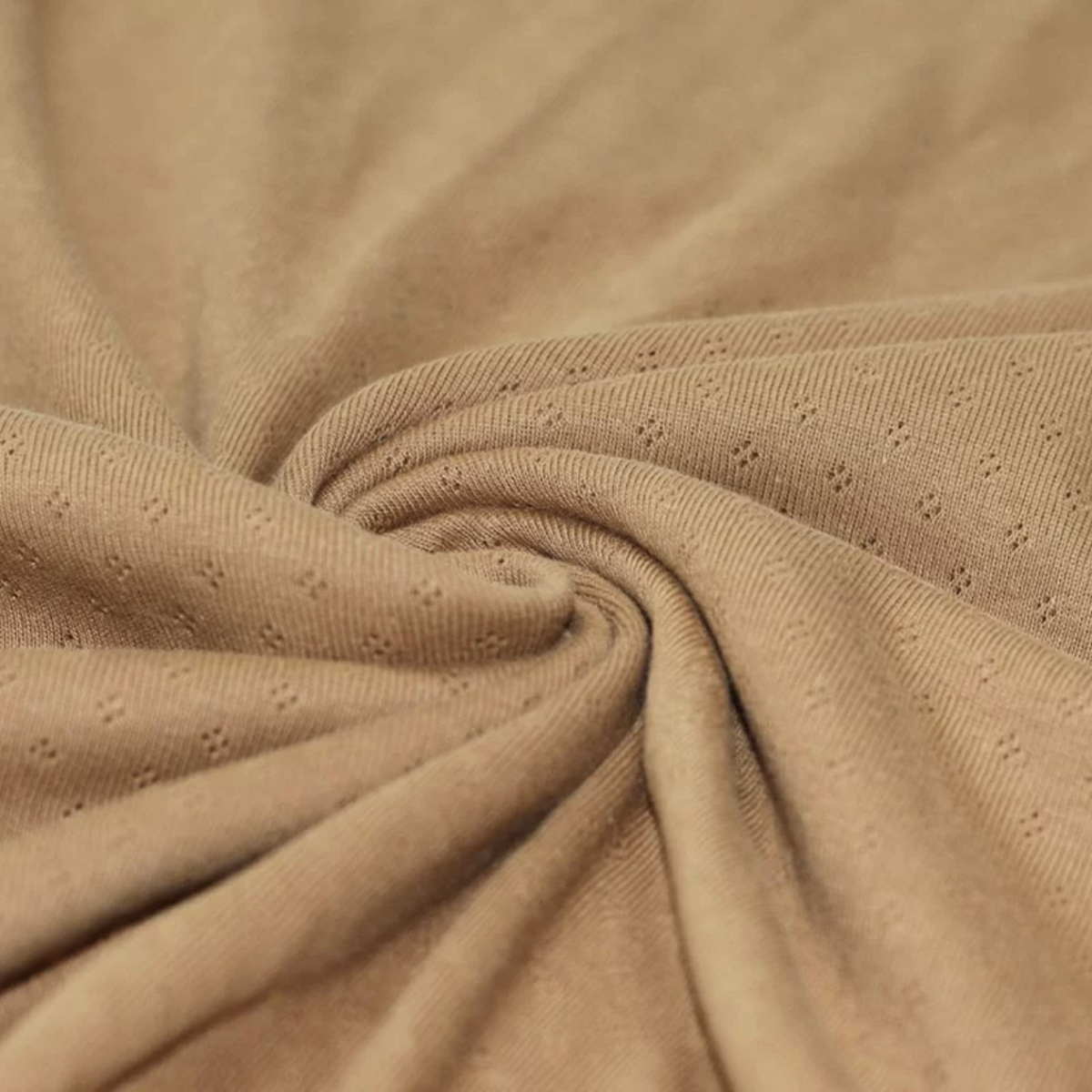 Jersey coton maille pointelle coloris camel Jersey coton maille pointelle coloris camel