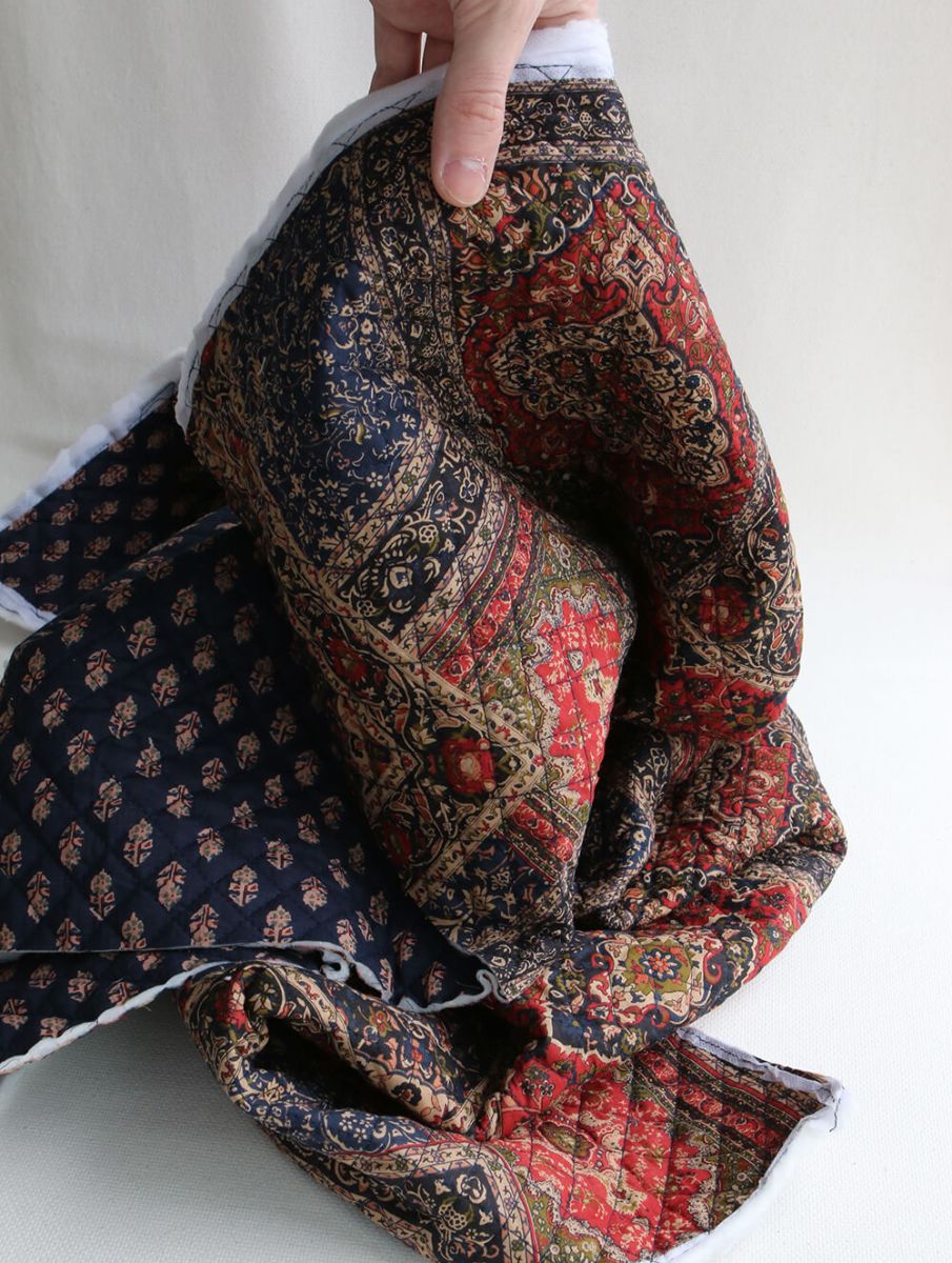 Kiran - Tissu indien matelassé double face coton hand block largeur 100cm