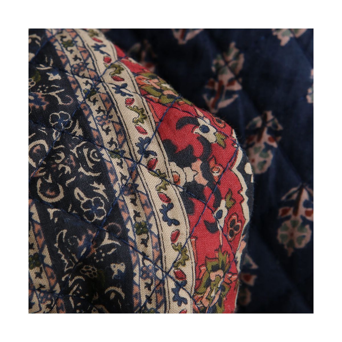Kiran - Tissu indien matelassé double face coton hand block largeur 100cm