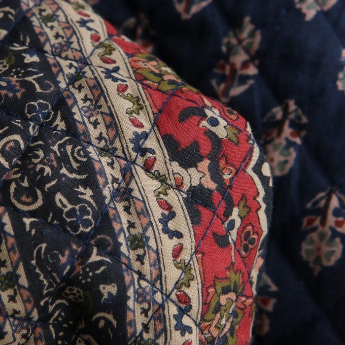 Kiran - Tissu indien matelassé double face coton hand block largeur 100cm