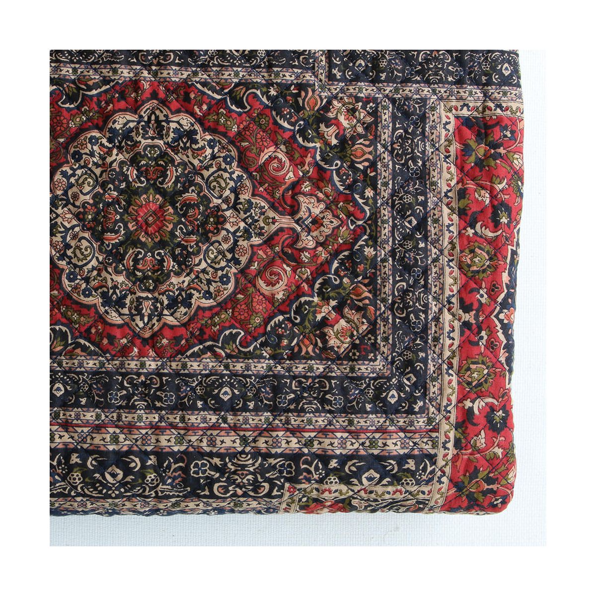 Kiran - Tissu indien matelassé double face coton hand block largeur 100cm