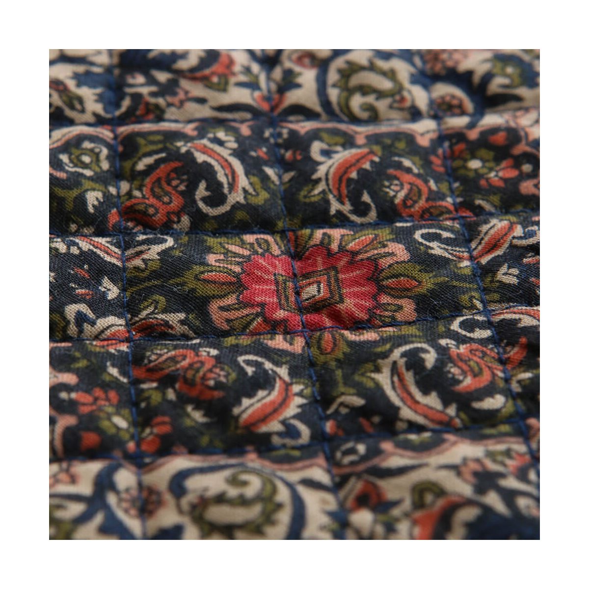 Kiran - Tissu indien matelassé double face coton hand block largeur 100cm
