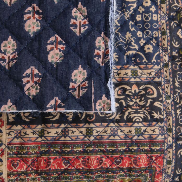 Kiran - Tissu indien matelassé double face coton hand block largeur 100cm