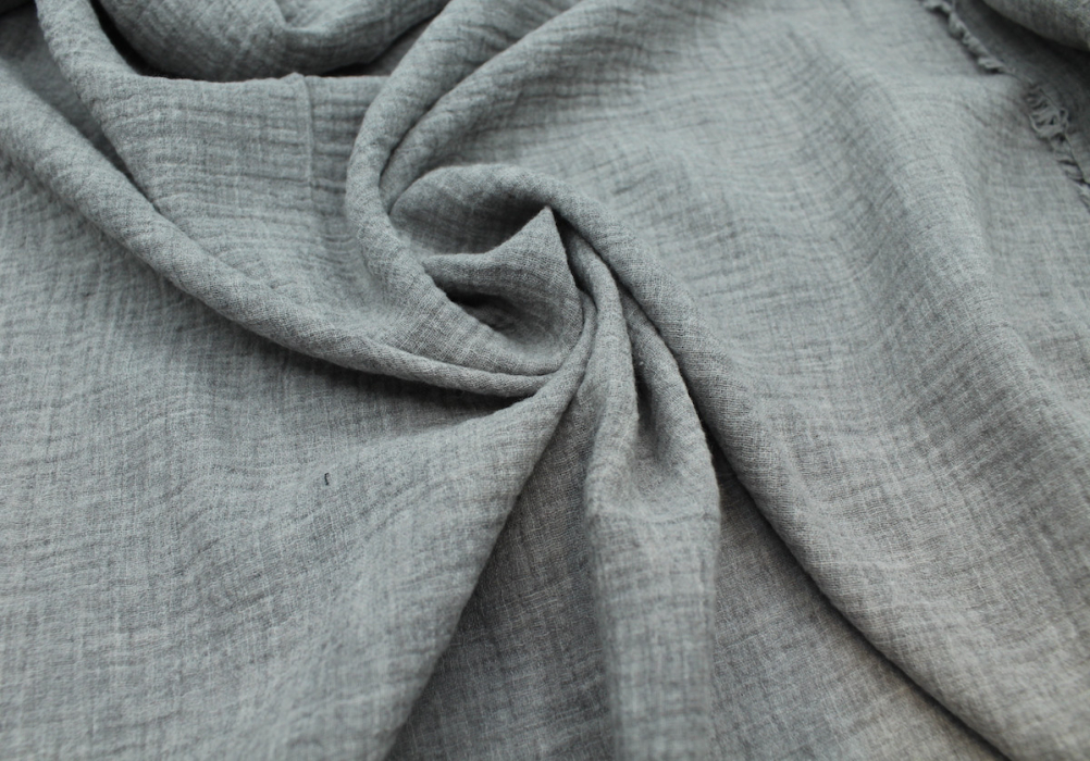 Double gaze de coton BIO chiné coloris GRIS