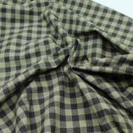 Coton vichy chiné KAKI carreaux 10mm