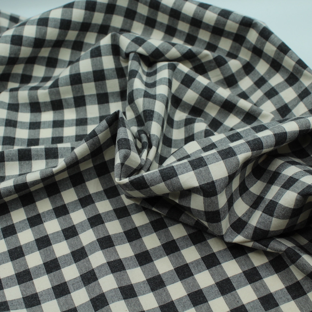 Coton vichy chiné écru carreaux 10mm