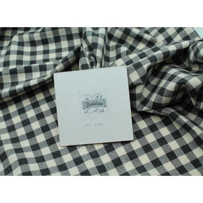 Coton vichy chiné écru carreaux 10mm
